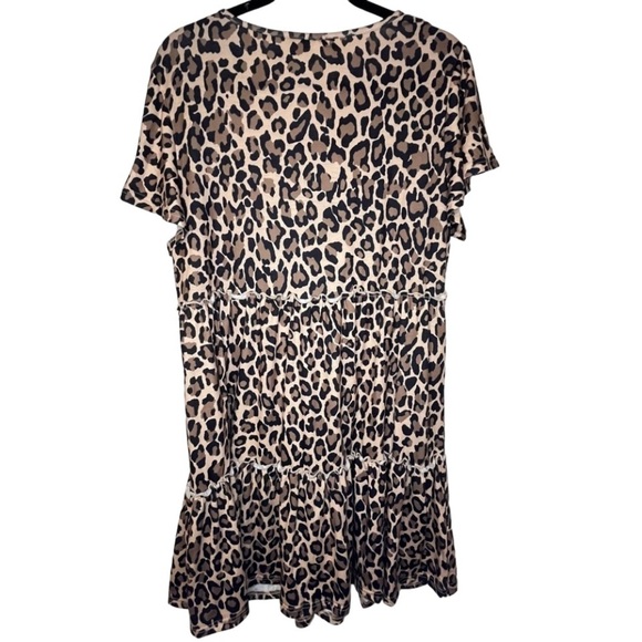 NWT Dress L Ruffle Empire Waist Animal Print V-Neck Short Sleeve Loose Fitting - Picture 6 of 12